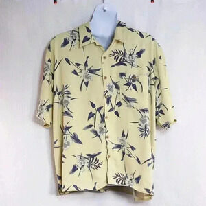Men's Paradise Coves 3X 100% Silk Yellow /blue floral button down